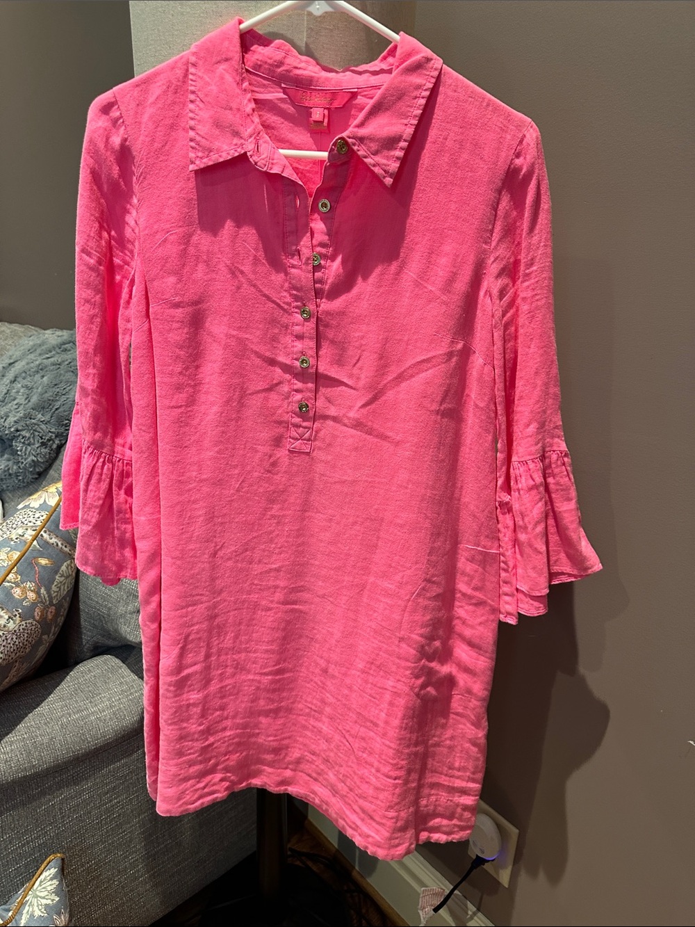 Lilly Pulitzer Bright Pink Button-Front Tunic Dress